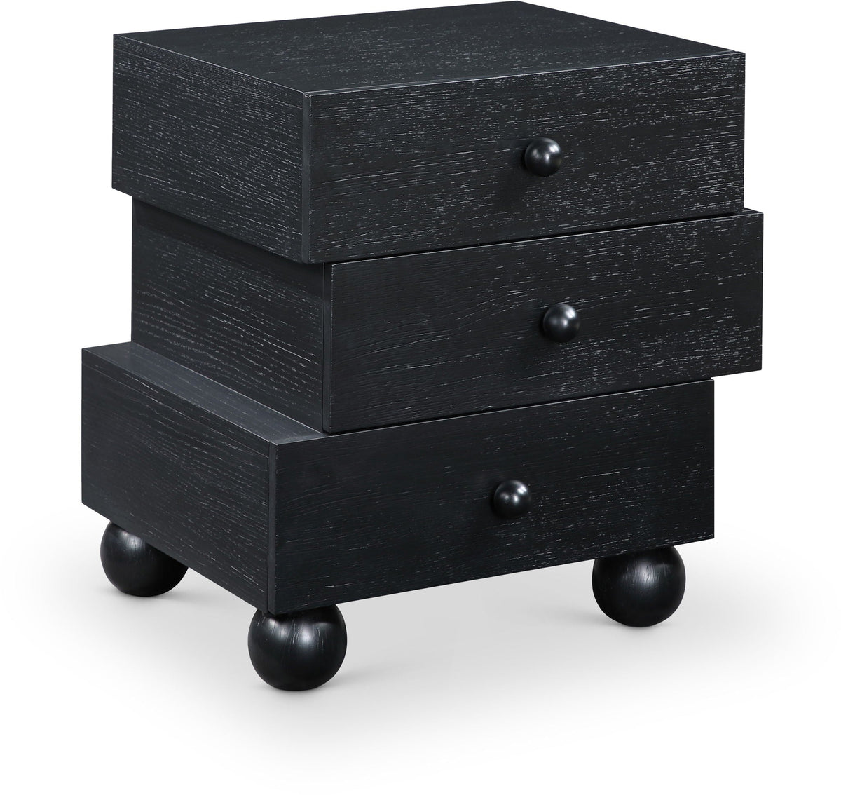 Askew - Night Stand - Select Living Furniture - Accent Nightstands - Meridian Furniture - 327Black-NS - Black - Askew - Night Stand -