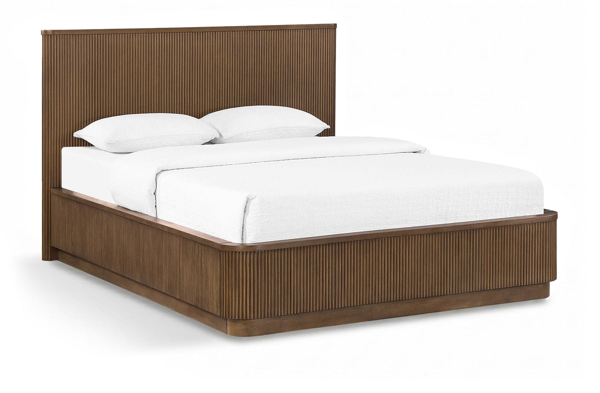 Astrid - Solid Wood And Oak Veneer Bed (3 Boxes) - Select Living Furniture - Platform Beds - Meridian Furniture - 818Brown-K - Dark Brown -King - Astrid - Solid Wood And Oak Veneer Bed (3 Boxes) -