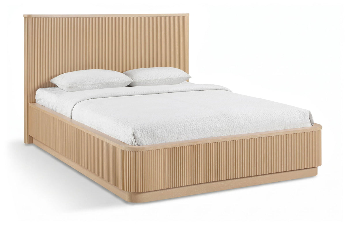 Astrid - Solid Wood And Oak Veneer Bed (3 Boxes) - Select Living Furniture - Platform Beds - Meridian Furniture - 818Oak-Q - Light Brown -Queen - Astrid - Solid Wood And Oak Veneer Bed (3 Boxes) -