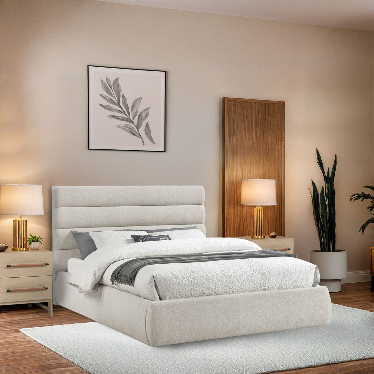 Adam - Linen Fabric Bed With 52" Headboard