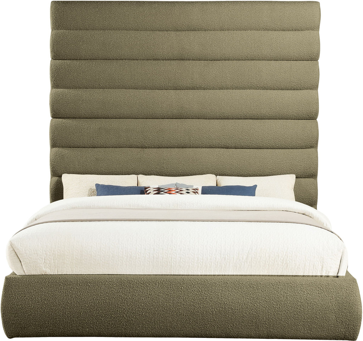 Adam - Boucle Fabric Bed With 89" Headboard