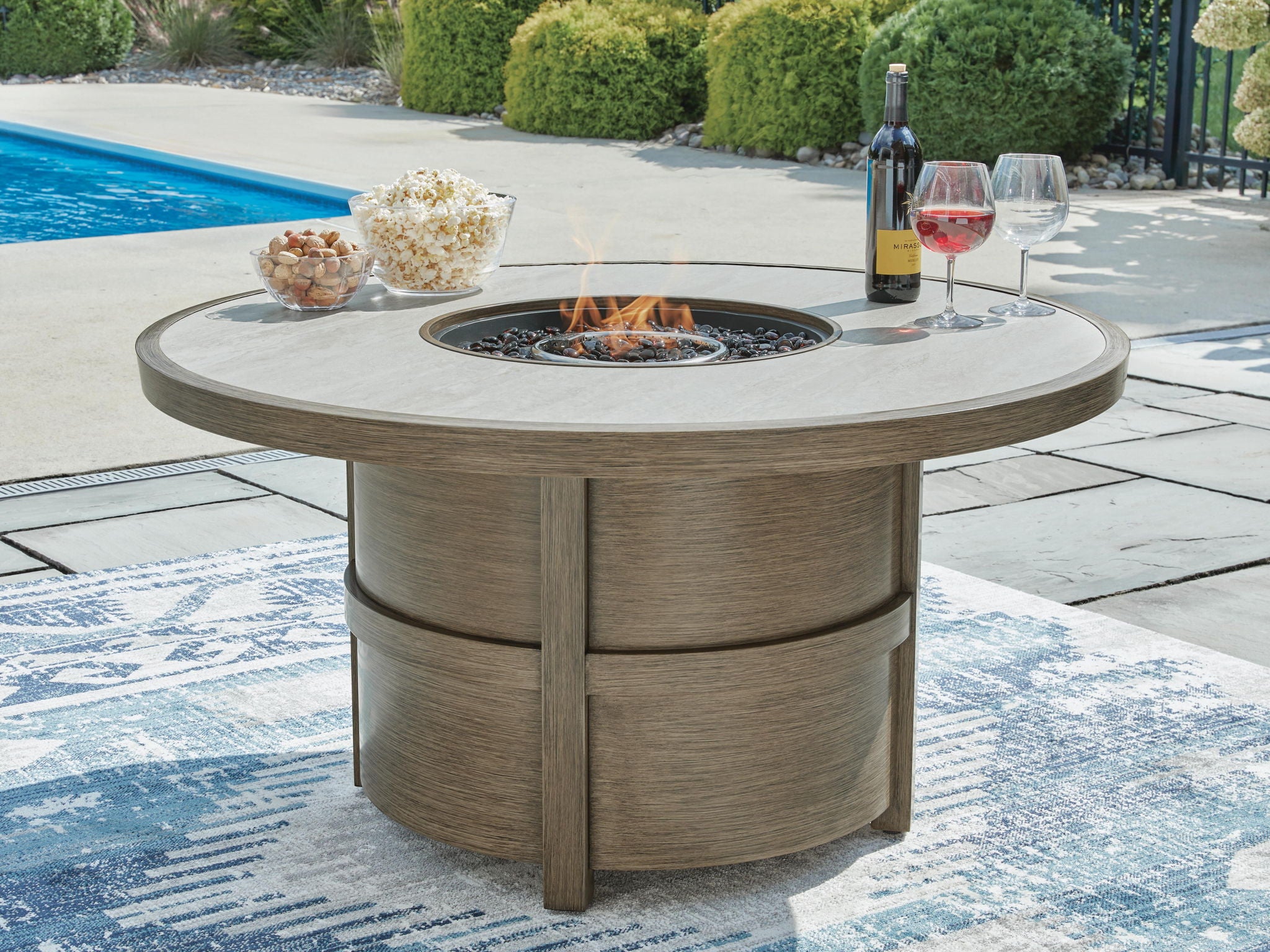 Rainier Ranch - Round Fire Pit Table - Beige