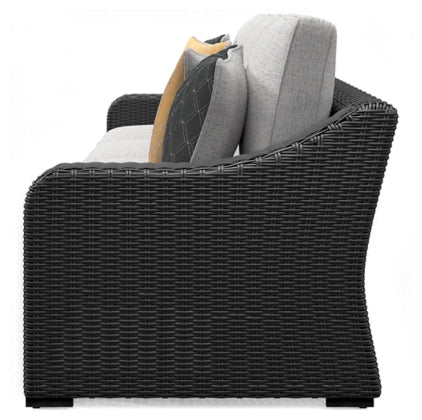 Beachcroft Black & Light Gray Modular Outdoor Sectional with Nuvella Performance Fabric - Select Living Furniture - Ashley Furniture - - 5 Piece Sectional -Midnight Black - Beachcroft Black & Light Gray Modular Outdoor Sectional with Nuvella Performance Fabric -