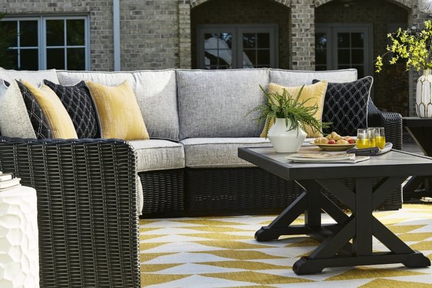 Beachcroft Black & Light Gray Outdoor Rectangular Cocktail Table - Select Living Furniture - Select Living Furniture - - Midnight Black - Beachcroft Black & Light Gray Outdoor Rectangular Cocktail Table -