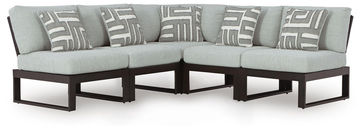 Beachloft - 5-Piece Outdoor Sectional - Black / Gray - Select Living Furniture - Stationary Sectionals - Signature Design by Ashley® - P490P2 - Beachloft - 5-Piece Outdoor Sectional - Black / Gray -