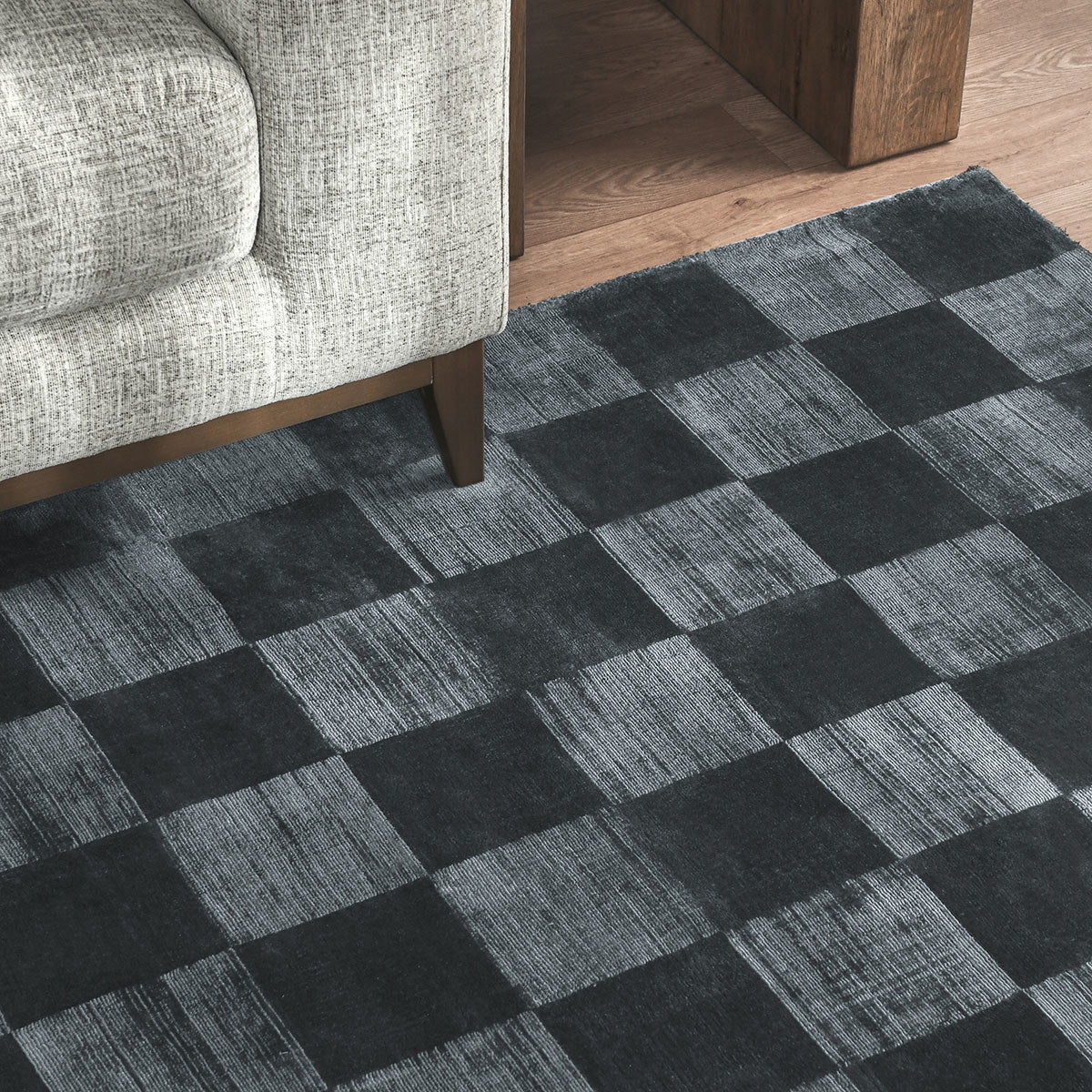 Berlin Check - Viscose Rug - Select Living Furniture - Area Rugs - Classic Home - 30091714 - Ink Blue -5' x 8' - Berlin Check - Viscose Rug -
