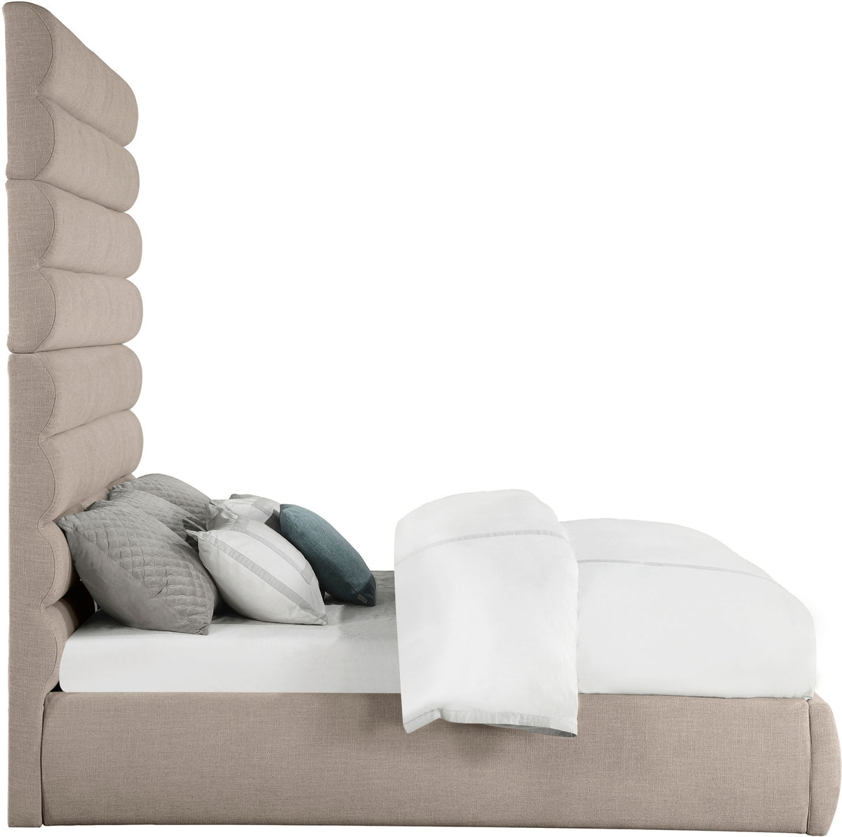 Adam - Linen Fabric Bed With 89" Headboard