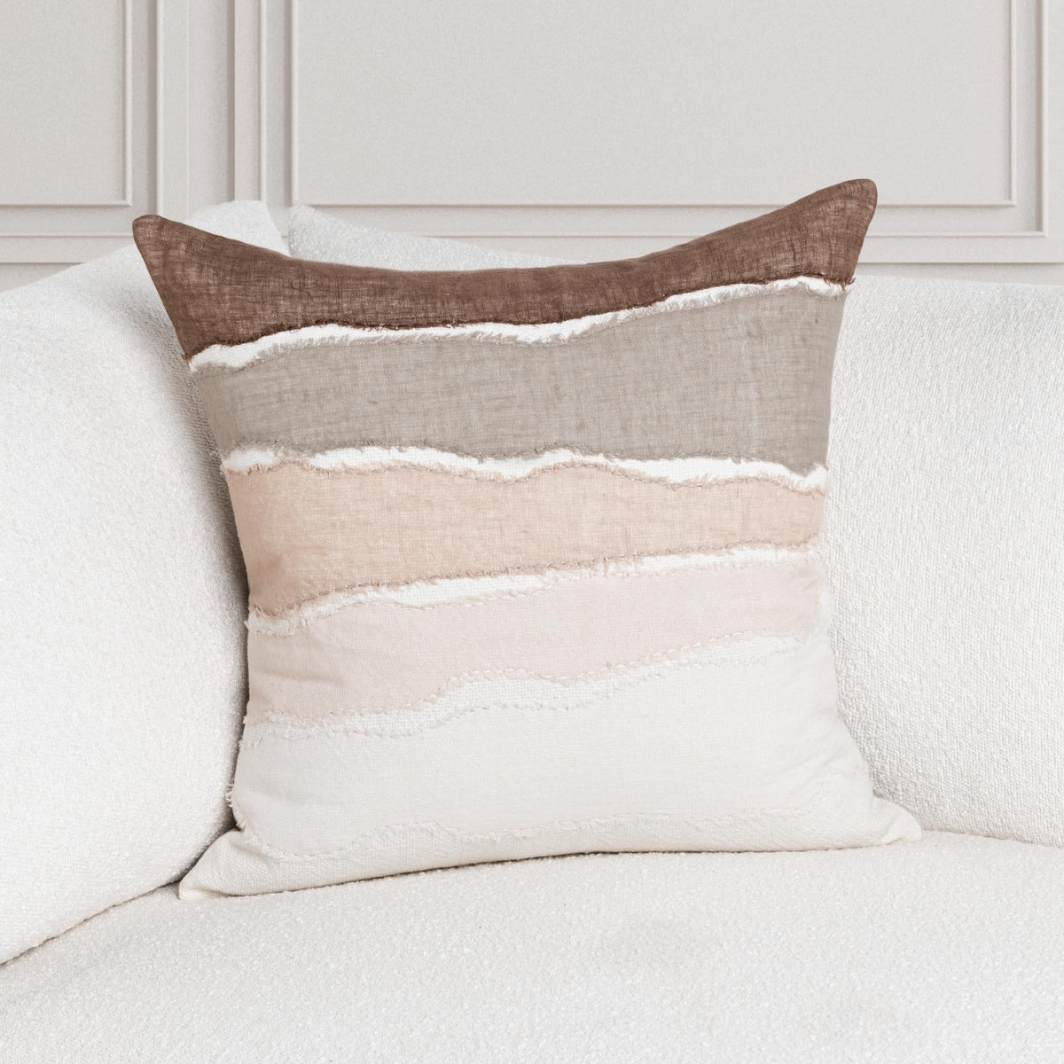 Bikram - 22" x 22" LN Pillow - Ivory / Mocha Cream - Select Living Furniture - Accent Pillows - Villa - V320047 - Bikram - 22" x 22" LN Pillow - Ivory / Mocha Cream -