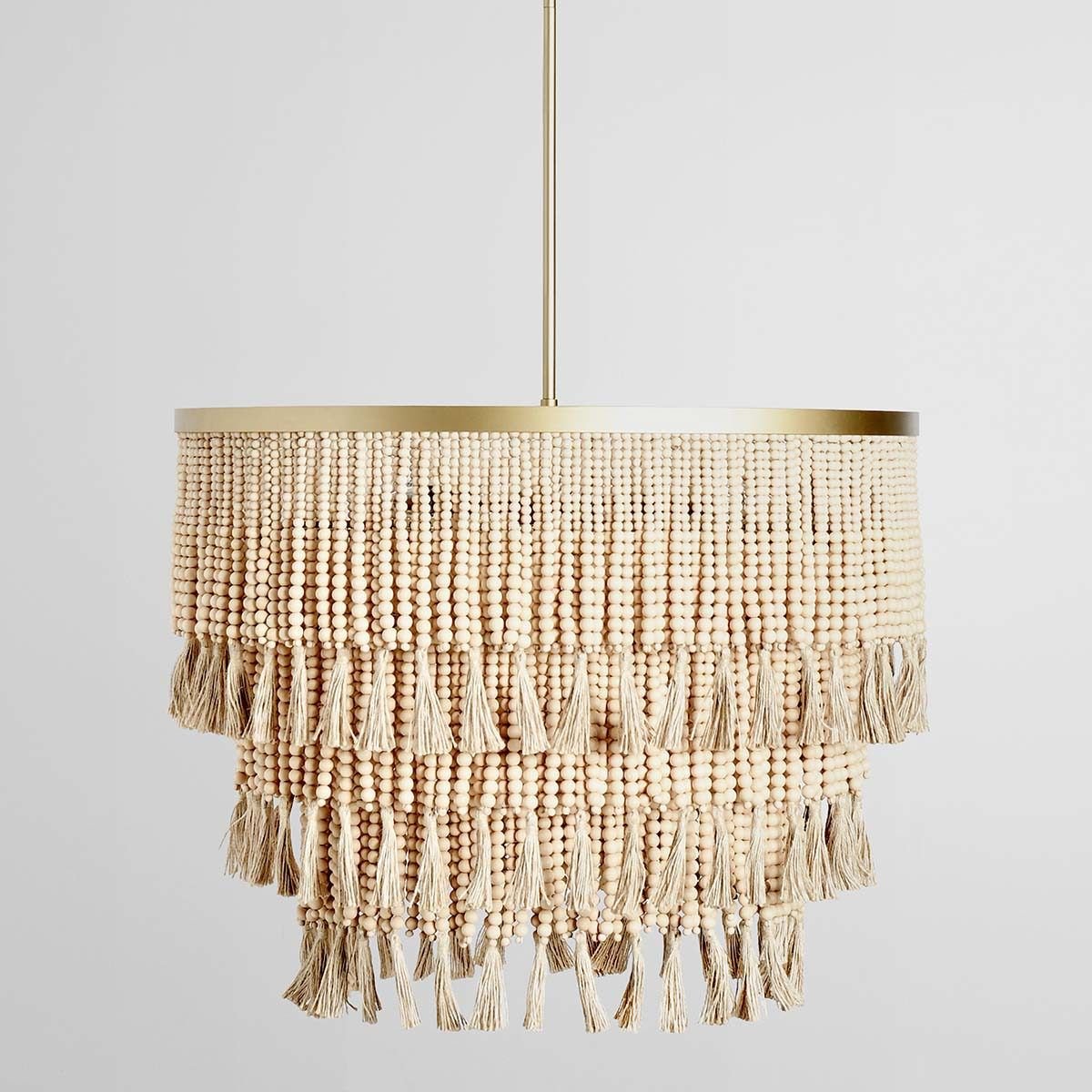 Brittany - Beaded Round Chandelier - Natural - Select Living Furniture - Chandeliers - Classic Home - 56004229 - Brittany - Beaded Round Chandelier - Natural -