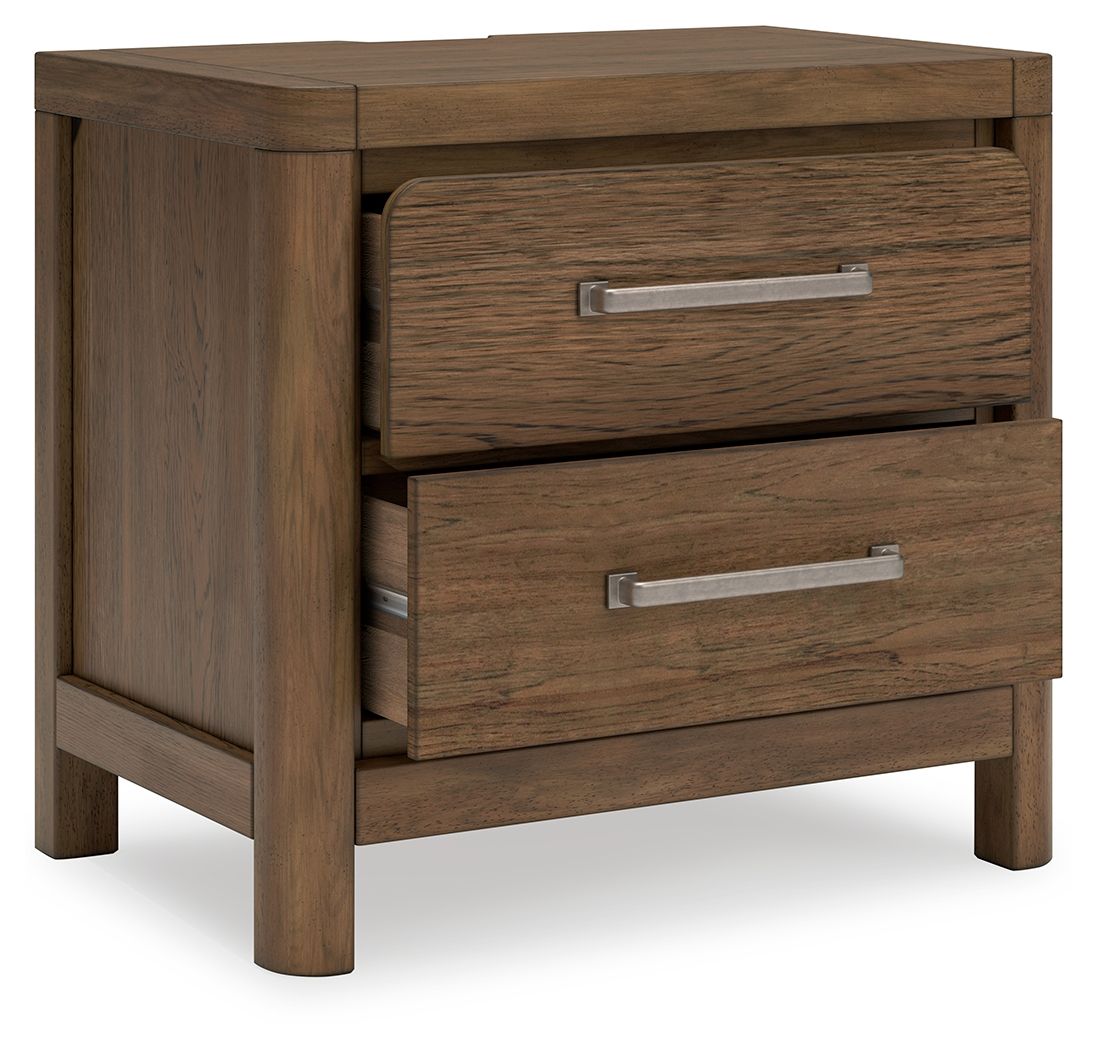 Cabalynn - Two Drawer Night Stand - Light Brown - Select Living Furniture - Nightstands w/ Charging Stations - Signature Design by Ashley® - B974-92 - Cabalynn - Two Drawer Night Stand - Light Brown -
