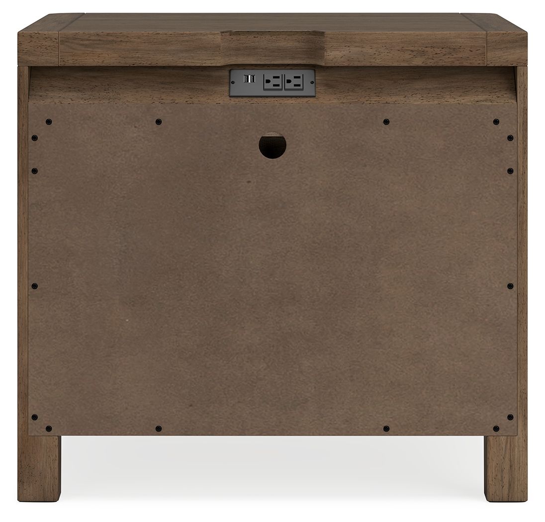 Cabalynn - Two Drawer Night Stand - Light Brown - Select Living Furniture - Nightstands w/ Charging Stations - Signature Design by Ashley® - B974-92 - Cabalynn - Two Drawer Night Stand - Light Brown -
