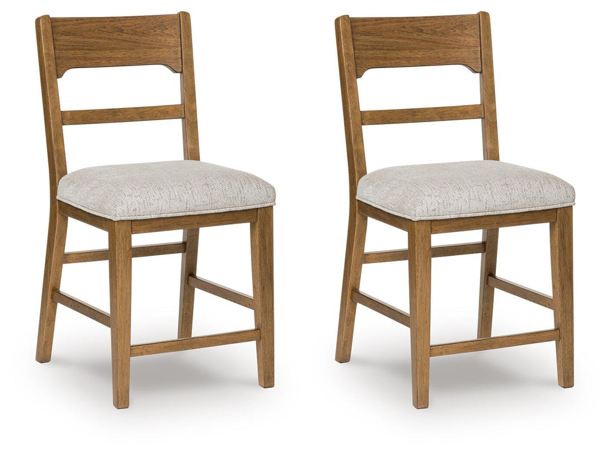 Cabalynn - Upholstered Barstool (Set of 2) - Oatmeal / Light Brown - Select Living Furniture - Stool Sets - Signature Design by Ashley® - D974-224 - Cabalynn - Upholstered Barstool (Set of 2) - Oatmeal / Light Brown -