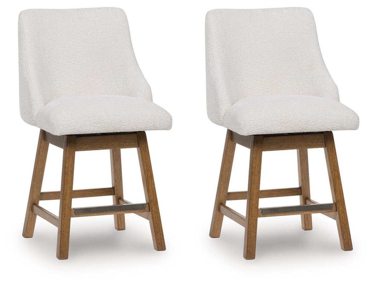 Cabalynn - Upholstered Swivel Barstool (Set of 2) - Oatmeal / Light Brown - Select Living Furniture - Stool Sets - Signature Design by Ashley® - D974-324 - Cabalynn - Upholstered Swivel Barstool (Set of 2) - Oatmeal / Light Brown -