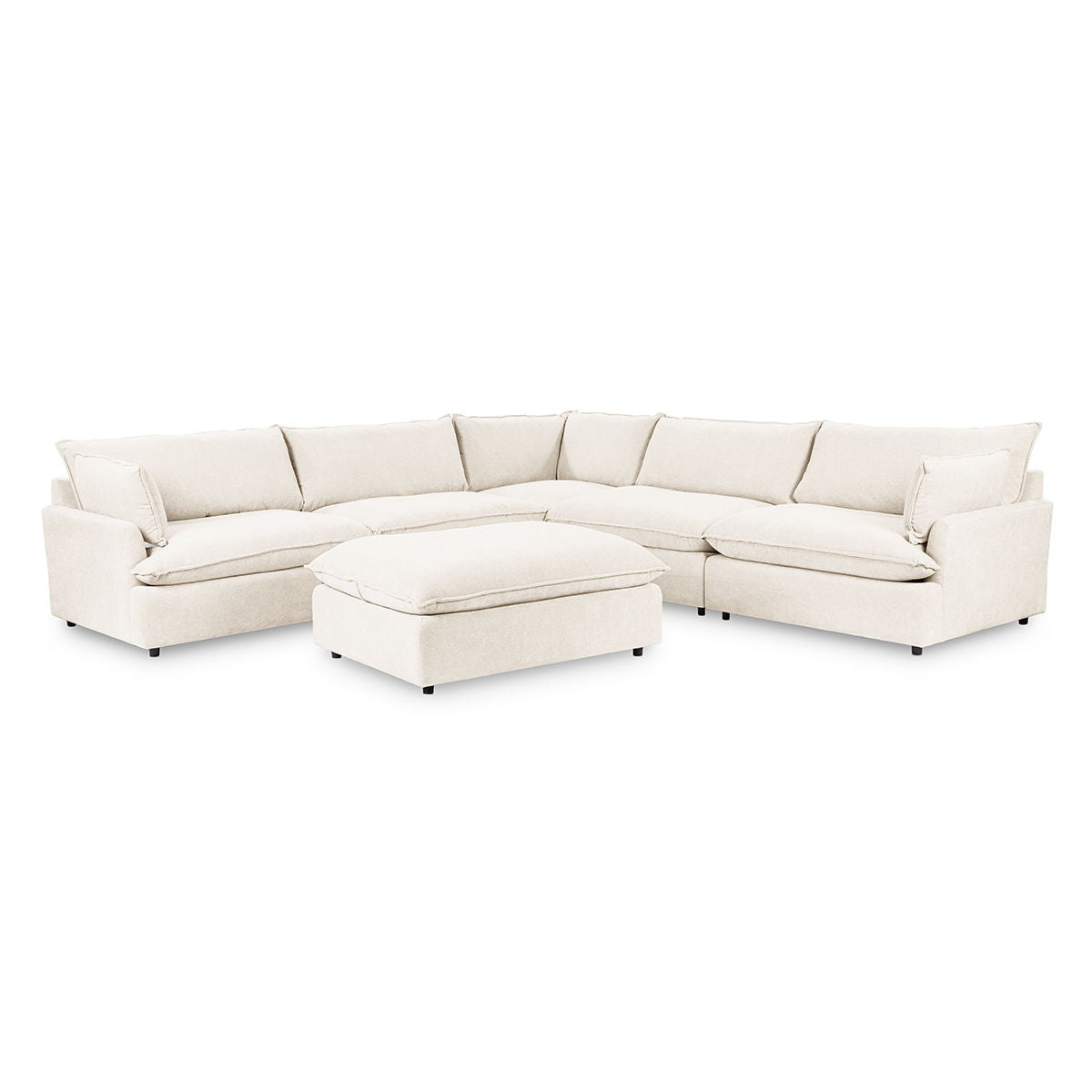 Caplan - 6 Piece Modular Sectional With Ottoman - Select Living Furniture - 2 Piece Living Room Sets - Classic Home - 5308SC6EIV - Elite Ivory - Caplan - 6 Piece Modular Sectional With Ottoman -
