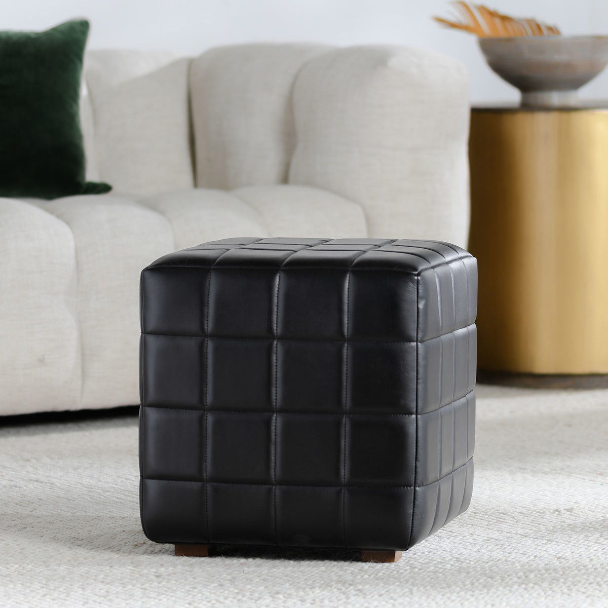Carlo - Square Ottoman - Select Living Furniture - Upholstered Ottomans - Classic Home - 53002005 - Black - Carlo - Square Ottoman -