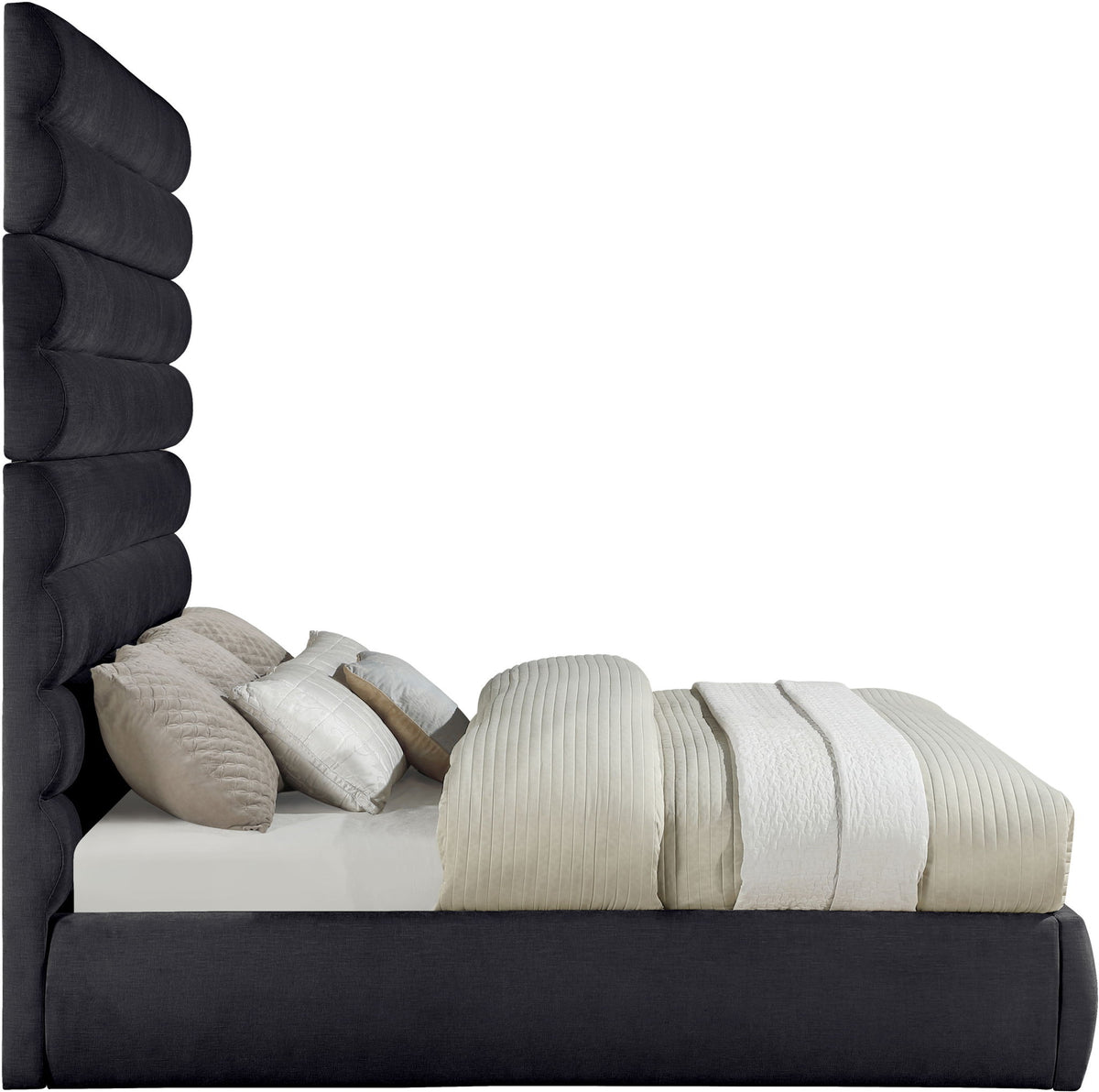 Adam - Chenille Fabric Bed With 89" Headboard