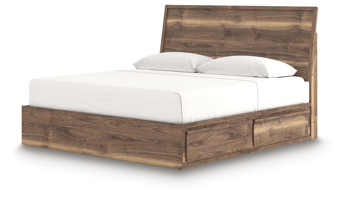 Chirason - Panel Bed With Storage - Select Living Furniture - Storage Beds - Signature Design by Ashley® - PCB3367B28 - Dark Brown -Full - Chirason - Panel Bed With Storage -