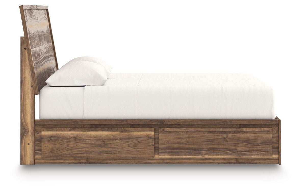 Chirason - Panel Bed With Storage - Select Living Furniture - Storage Beds - Signature Design by Ashley® - PCB3367B28 - Dark Brown -Full - Chirason - Panel Bed With Storage -