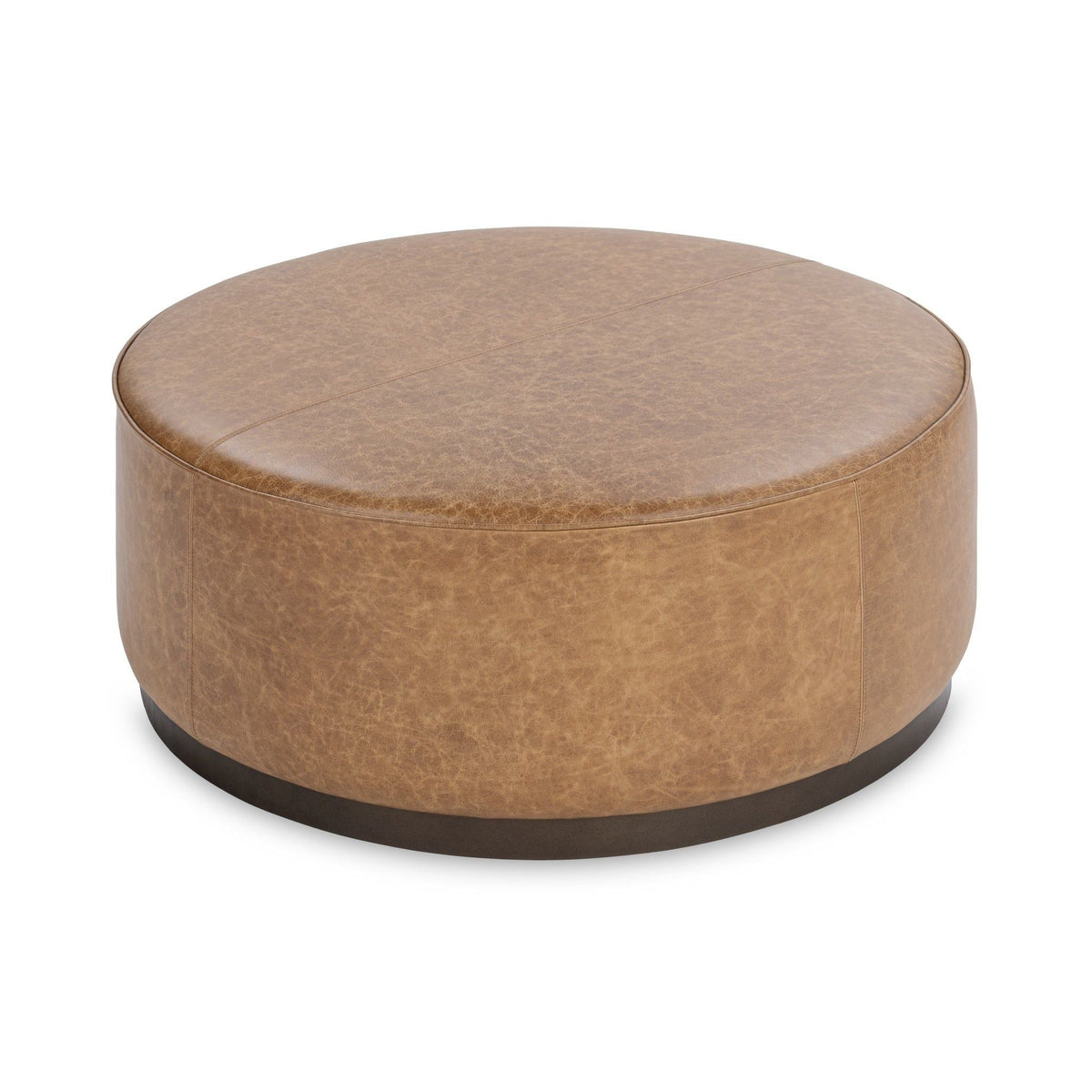 Clair - Leather Round Table - Select Living Furniture - Coffee Tables - Classic Home - 51012113 - Light Brown -End Tables - Clair - Leather Round Table -