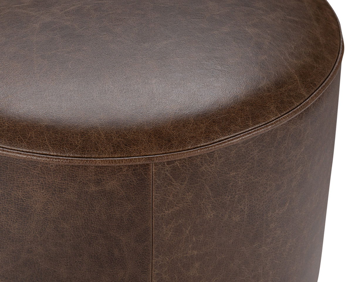 Clair - Leather Round Table - Select Living Furniture - Coffee Tables - Classic Home - 51012113 - Light Brown -End Tables - Clair - Leather Round Table -