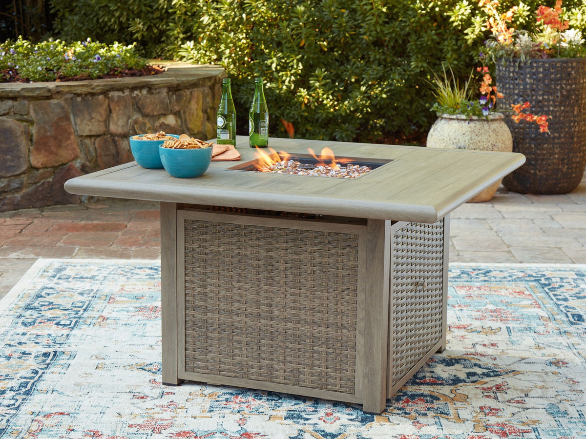 Cliff Trails - Square Fire Pit Table - Beige - Select Living Furniture - Fire Pits - Signature Design by Ashley® - PCP690-772 - Cliff Trails - Square Fire Pit Table - Beige -