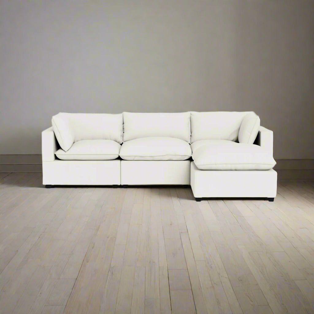 Cloud White Performance Linen Sofa 122" + Ottoman - Select Living Furniture - Select Living Furniture - - Cloud White -No Storage - Cloud White Performance Linen Sofa 122" + Ottoman -