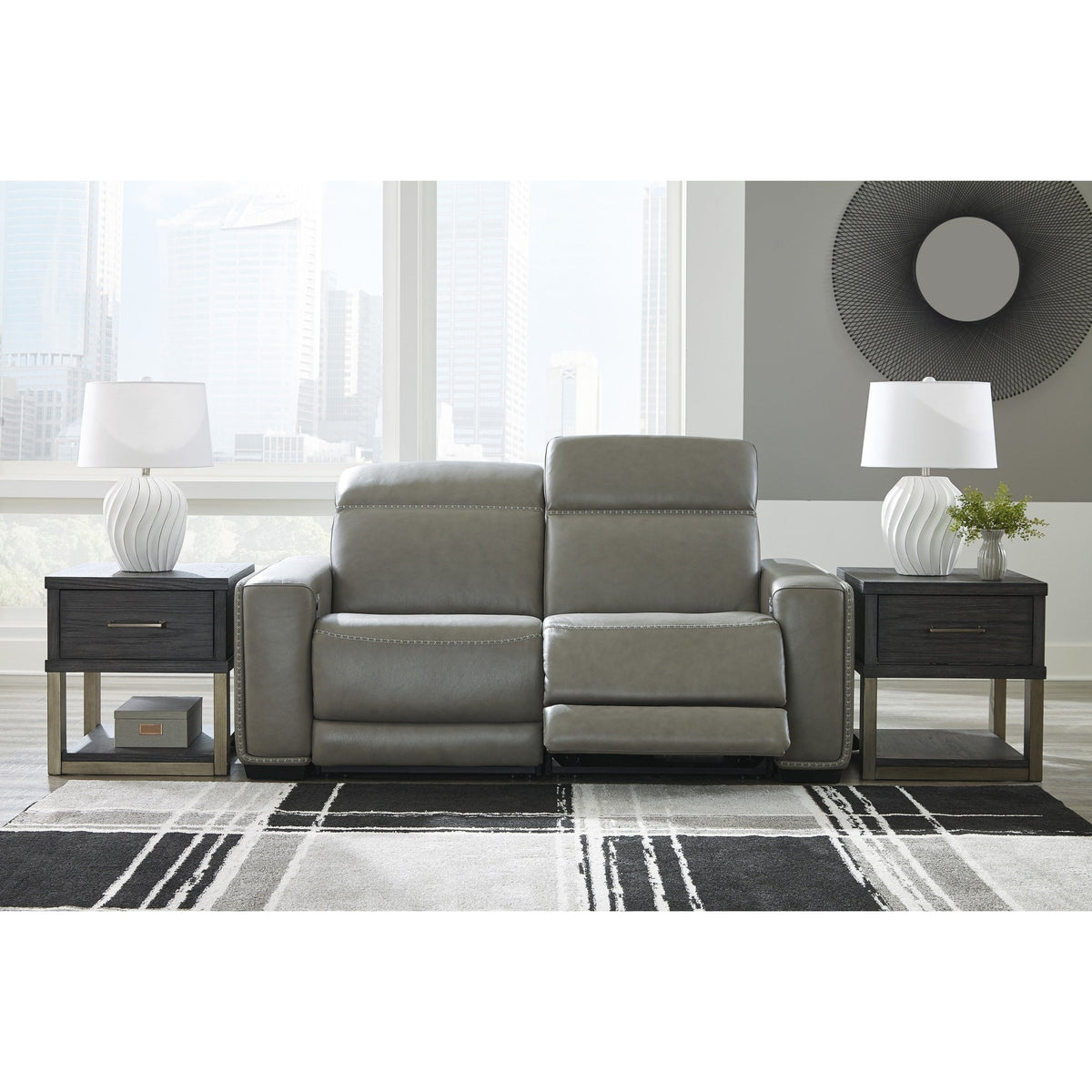 Correze Reclining Sectional - Select Living Furniture - Signature Design by Ashley® - CORREZE-2PC - Gray -2-Piece Power Reclining Loveseat - Correze loveseat fully reclined -