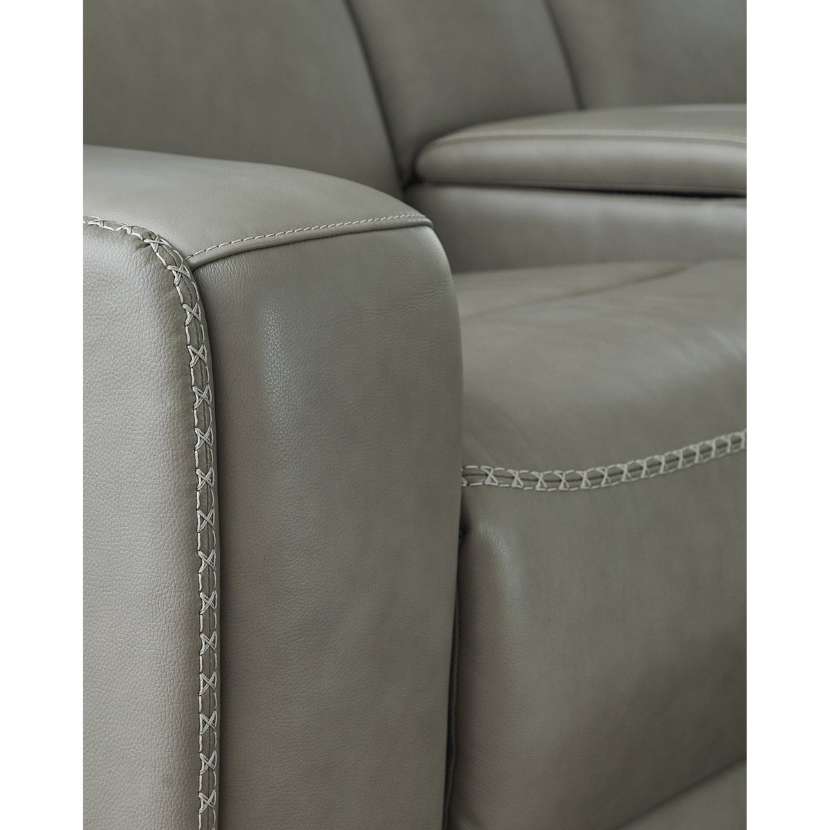 Correze Reclining Sectional - Select Living Furniture - Signature Design by Ashley® - CORREZE-2PC - Gray -2-Piece Power Reclining Loveseat - Correze accent stitching detail -
