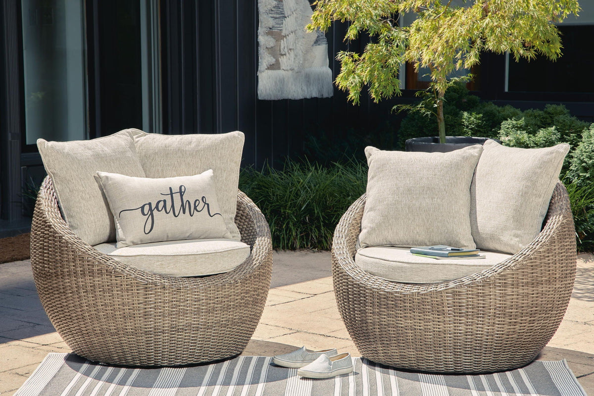 Danson - Swivel Lounge w/Cushion (Set of 2) - Beige - Select Living Furniture - Chair Sets - Signature Design by Ashley® - P505-821 - Danson - Swivel Lounge w/Cushion (Set of 2) - Beige -
