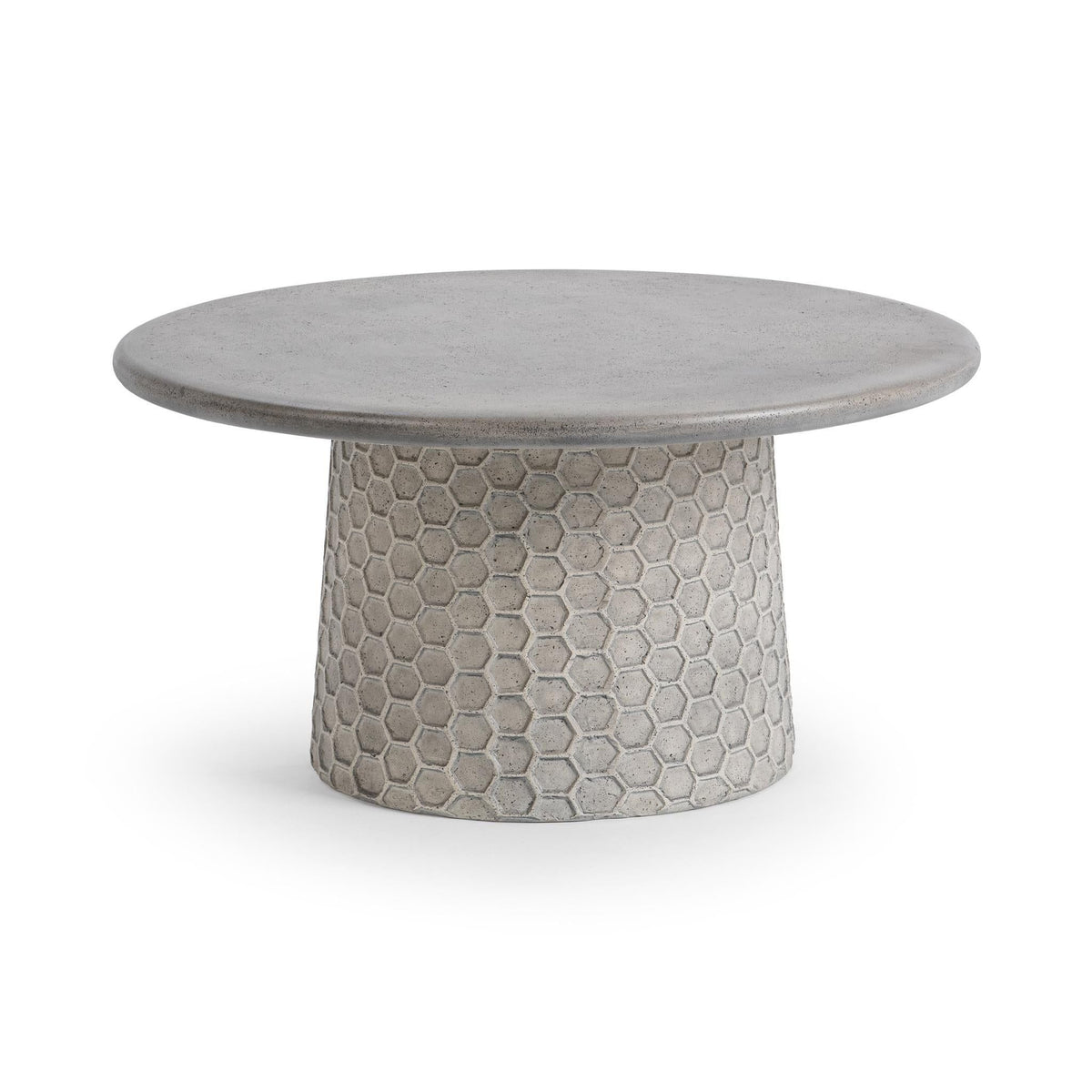 Delaine - Outdoor Round Coffee Table - Light Gray - Select Living Furniture - Coffee Tables - Classic Home - 51031806 - Delaine - Outdoor Round Coffee Table - Light Gray -