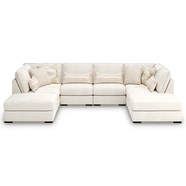 Donelson Creek Sectional - Select Living Furniture - Ashley Furniture - - Vanilla -2-Armless Chair, 2-Corner Chair & Accent Ottoman - Donelson Creek Sectional -