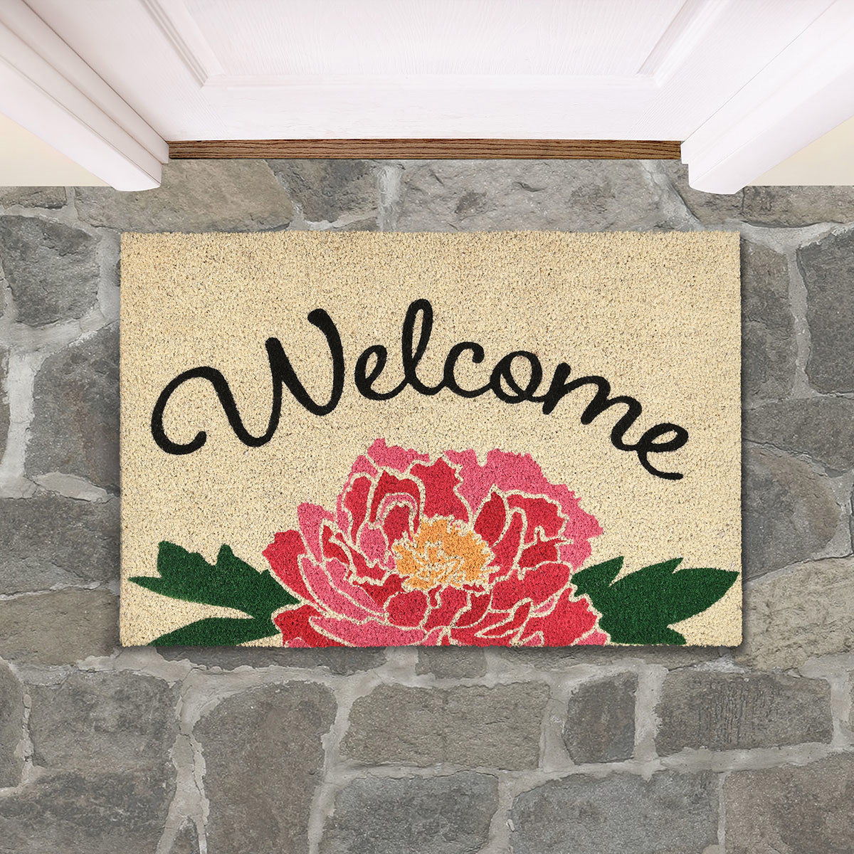 Doormats - Peony Welcome Doormat - Pink Multi / Sand - Select Living Furniture - Door Mats - Classic Home - 30182924 - Doormats - Peony Welcome Doormat - Pink Multi / Sand -