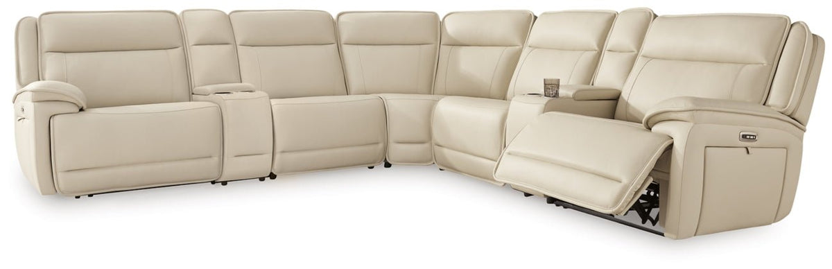 Double Deal Power Reclining Sectional - Select Living Furniture - Select Living Furniture - DD-7PC-2C - 7-Piece with 2 Consoles -Almond - Double Deal Power Reclining Sectional -