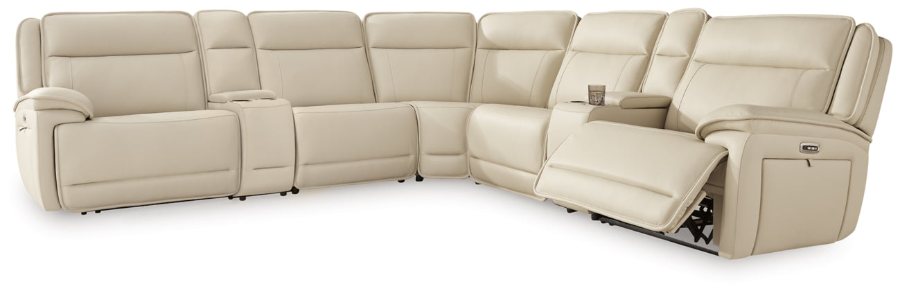 Double Deal Almond Modular Power Reclining Sectional