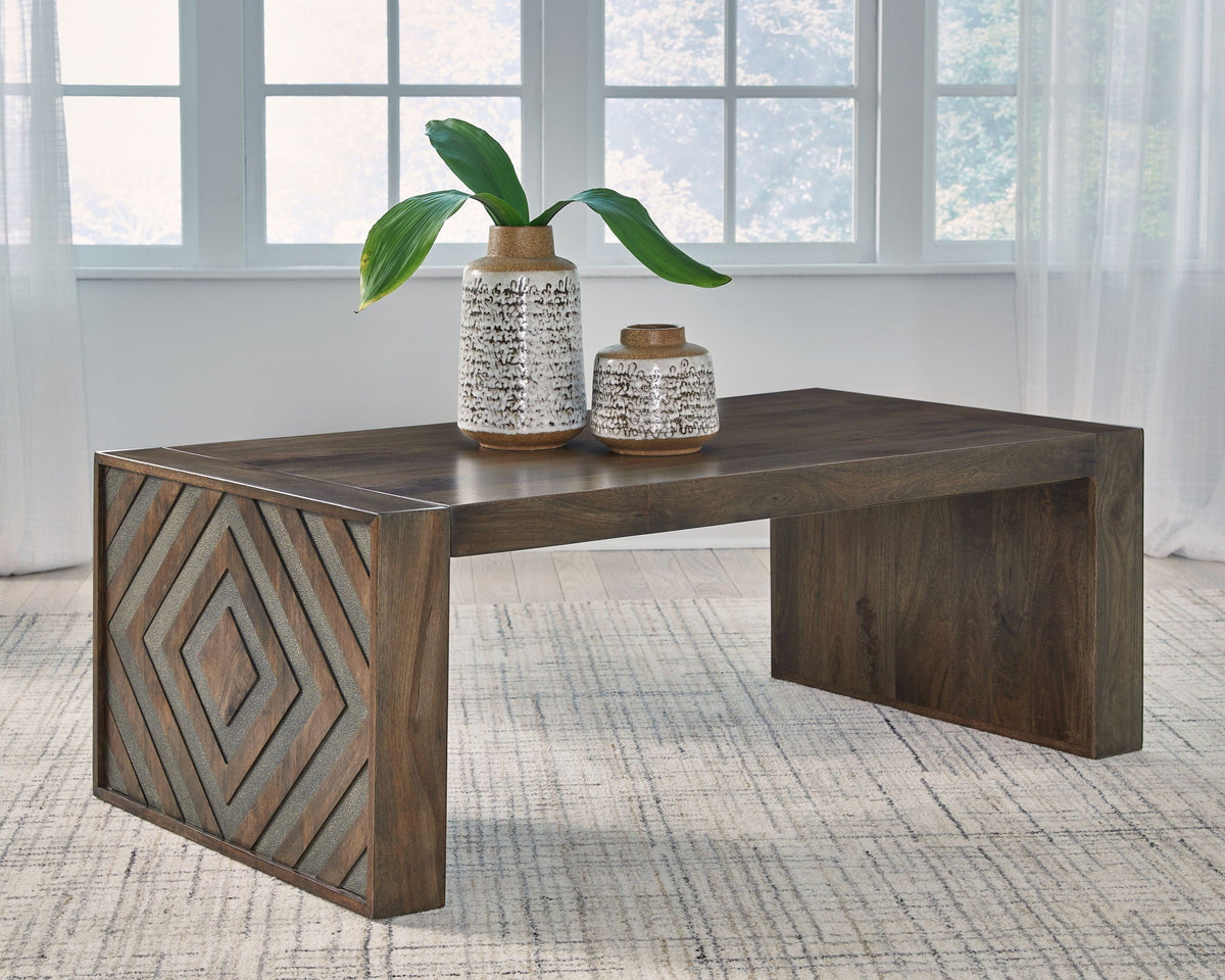 Dreggan - Rectangular Cocktail Table - Brown - Select Living Furniture - Cocktail Tables - Signature Design by Ashley® - T567-1 - Dreggan - Rectangular Cocktail Table - Brown -