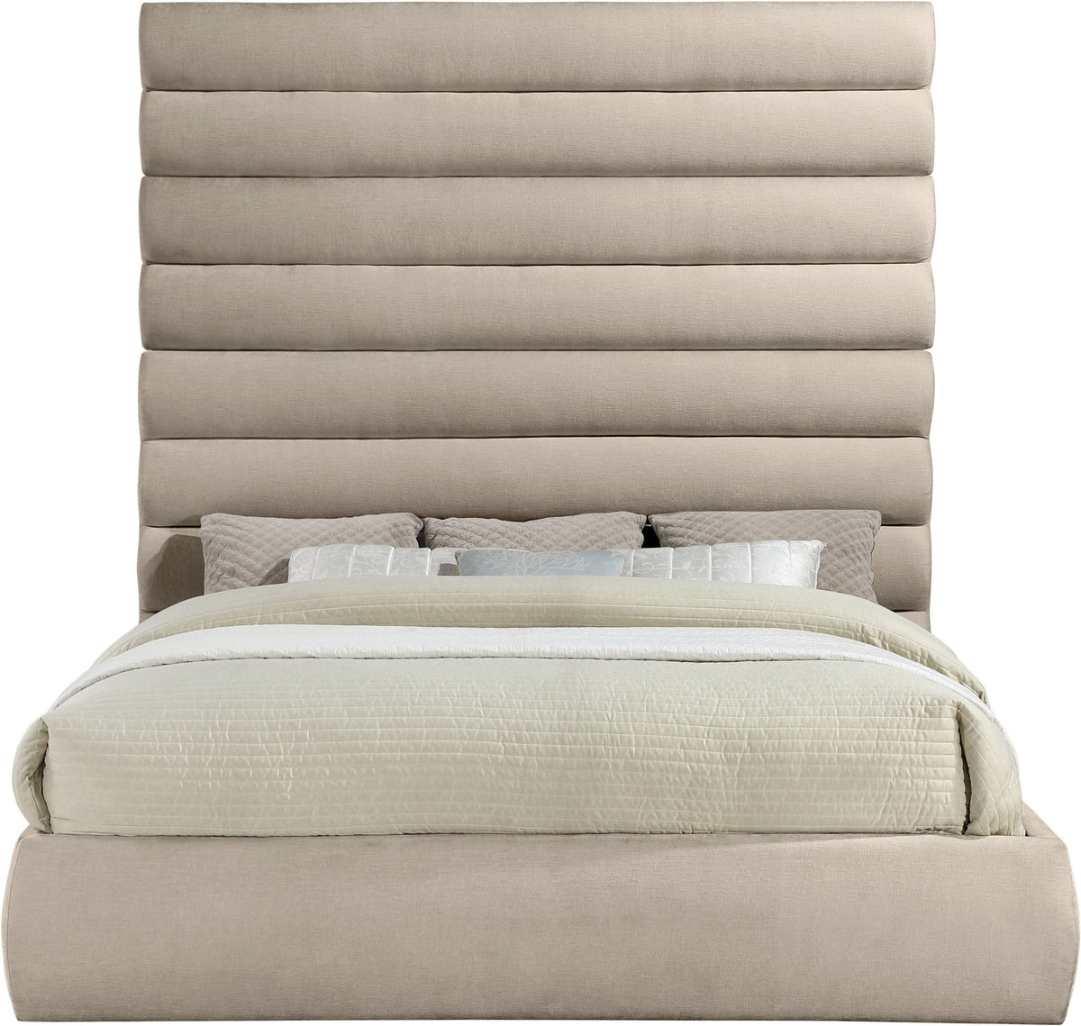 Adam - Chenille Fabric Bed With 89" Headboard
