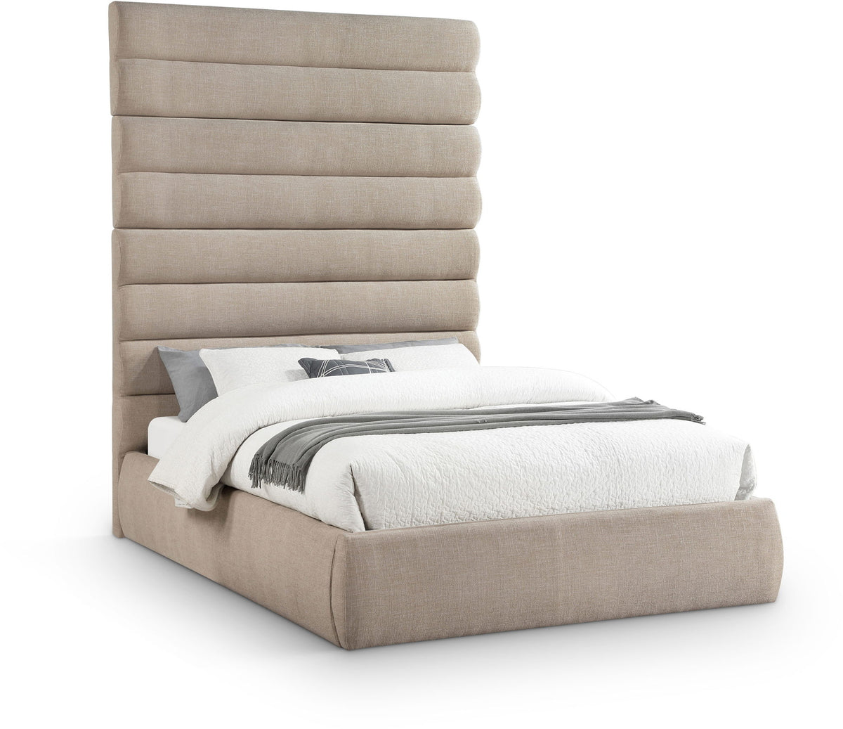 Adam - Linen Fabric Bed With 89" Headboard