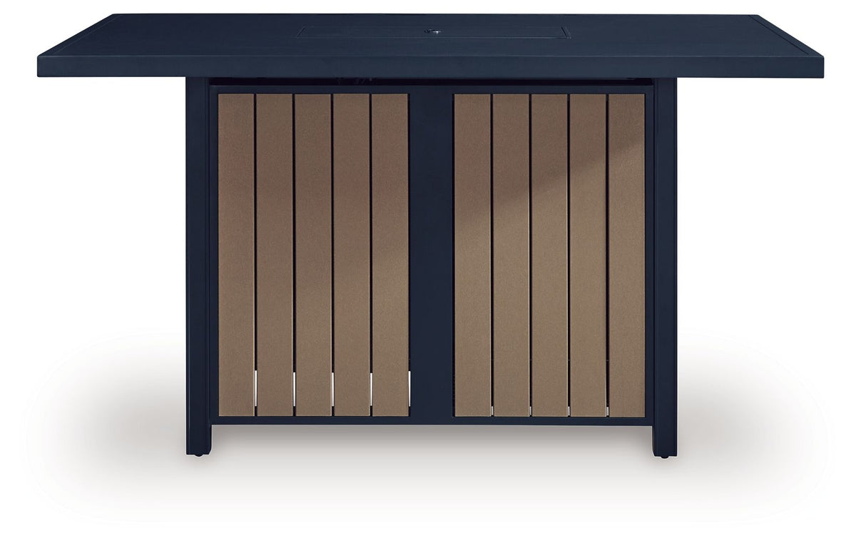 East Beach - Rectangular Bar Table With Fire Pit - Blue - Select Living Furniture - Fire Pits - Signature Design by Ashley® - PCP587-665 - East Beach - Rectangular Bar Table With Fire Pit - Blue -