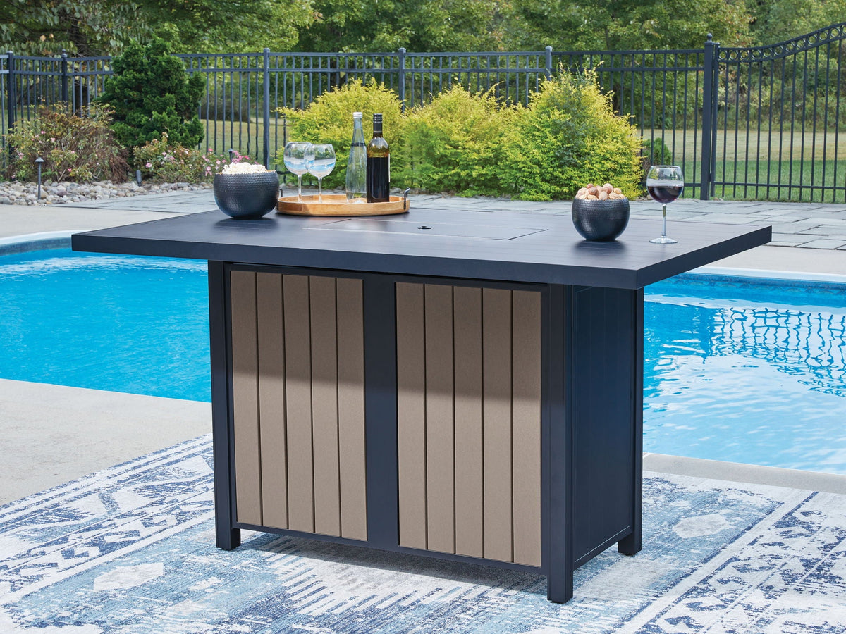 East Beach - Rectangular Bar Table With Fire Pit - Blue - Select Living Furniture - Fire Pits - Signature Design by Ashley® - PCP587-665 - East Beach - Rectangular Bar Table With Fire Pit - Blue -