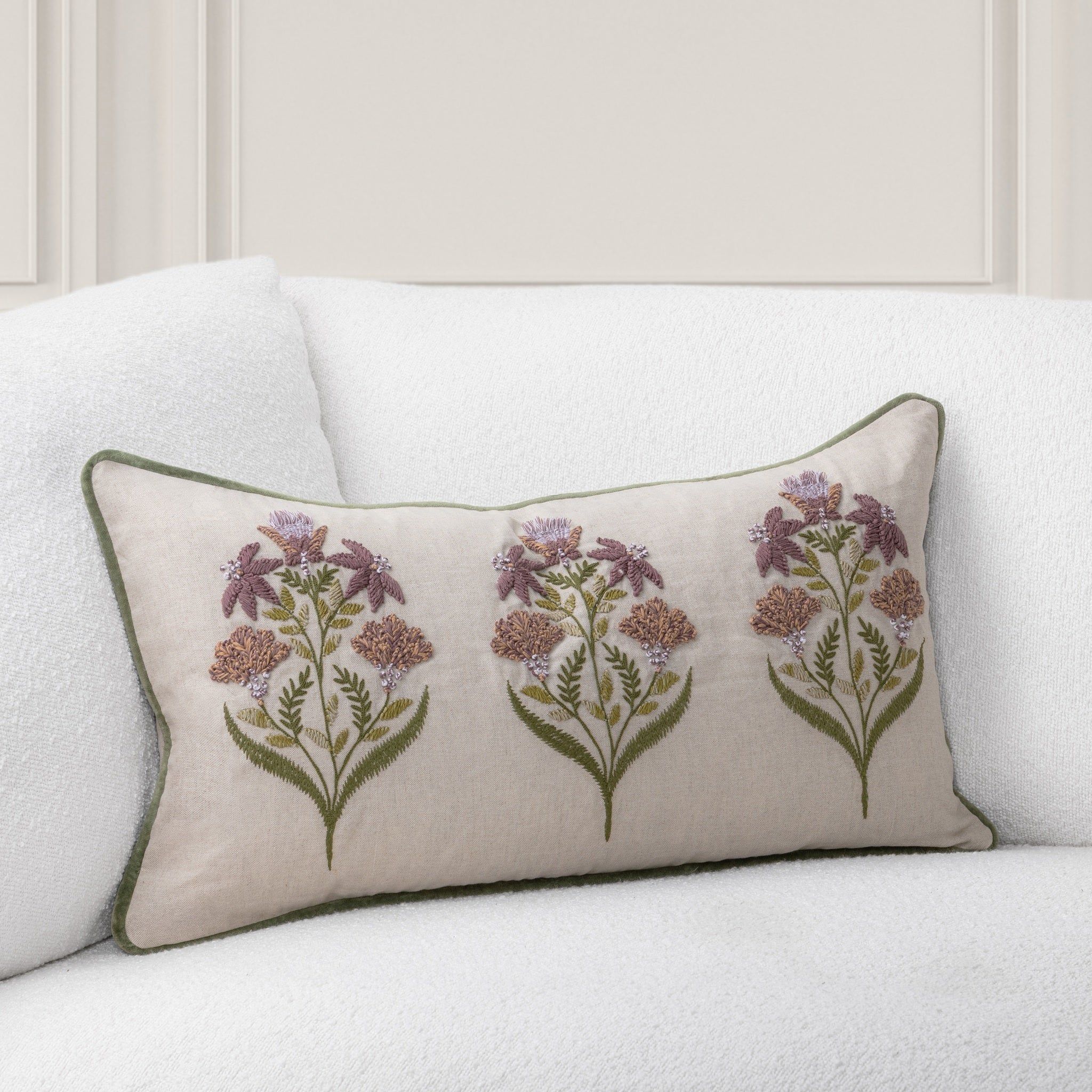 TD Belcourt 14" x 26" Pillow - Floral Multi / Olive Green