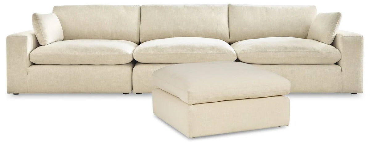 Elyza Sectional - Select Living Furniture - Stationary Sectionals - Signature Design by Ashley® - - Sofa + Ottoman -Light Beige - Elyza Sectional -