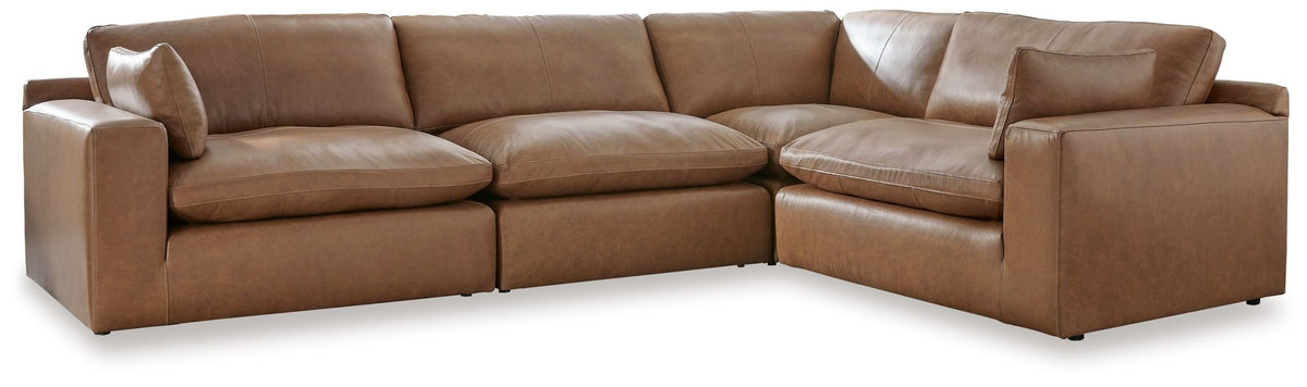 Emilia Modular Leather Sectional - Select Living Furniture - Stationary Sectionals - Signature Design by Ashley® - EMILIA-4PC-1 - 4-Piece Sectional -Caramel - Emilia Modular Leather Sectional -