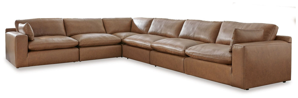 Emilia Modular Leather Sectional - Select Living Furniture - Stationary Sectionals - Signature Design by Ashley® - EMILIA-6PC-1 - 6-Piece Sectional -Caramel - Emilia Modular Leather Sectional -
