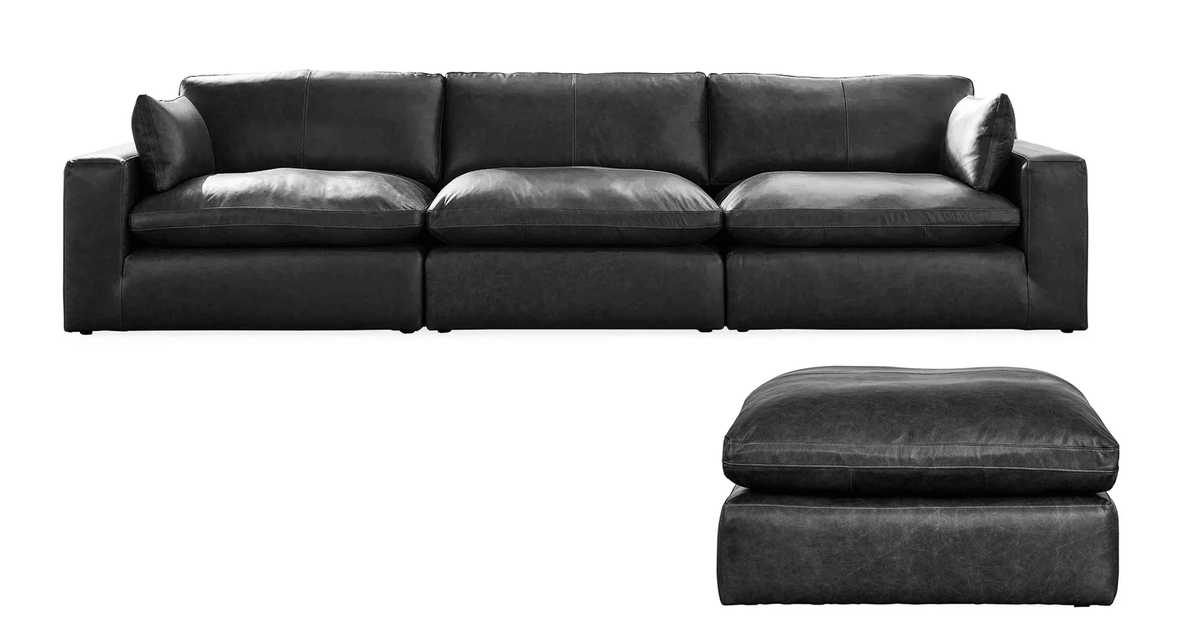 Emilia Modular Leather Sectional - Select Living Furniture - Stationary Sectionals - Signature Design by Ashley® - EMILIA-3PC-2 - 3-Piece Sectional Sofa -Black - Emilia Modular Leather Sectional -