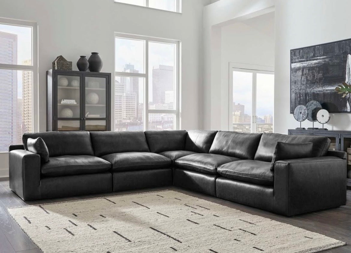 Emilia Modular Leather Sectional - Select Living Furniture - Stationary Sectionals - Signature Design by Ashley® - EMILIA-SOFA-LOVESEAT-2 - Sofa and Loveseat -Black - Emilia Modular Leather Sectional -