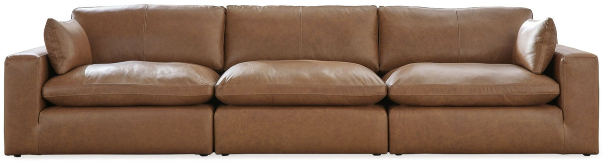 Emilia Modular Leather Sectional - Select Living Furniture - Stationary Sectionals - Signature Design by Ashley® - EMILIA-3PC-1 - 3-Piece Sectional Sofa -Caramel - Emilia Modular Leather Sectional -