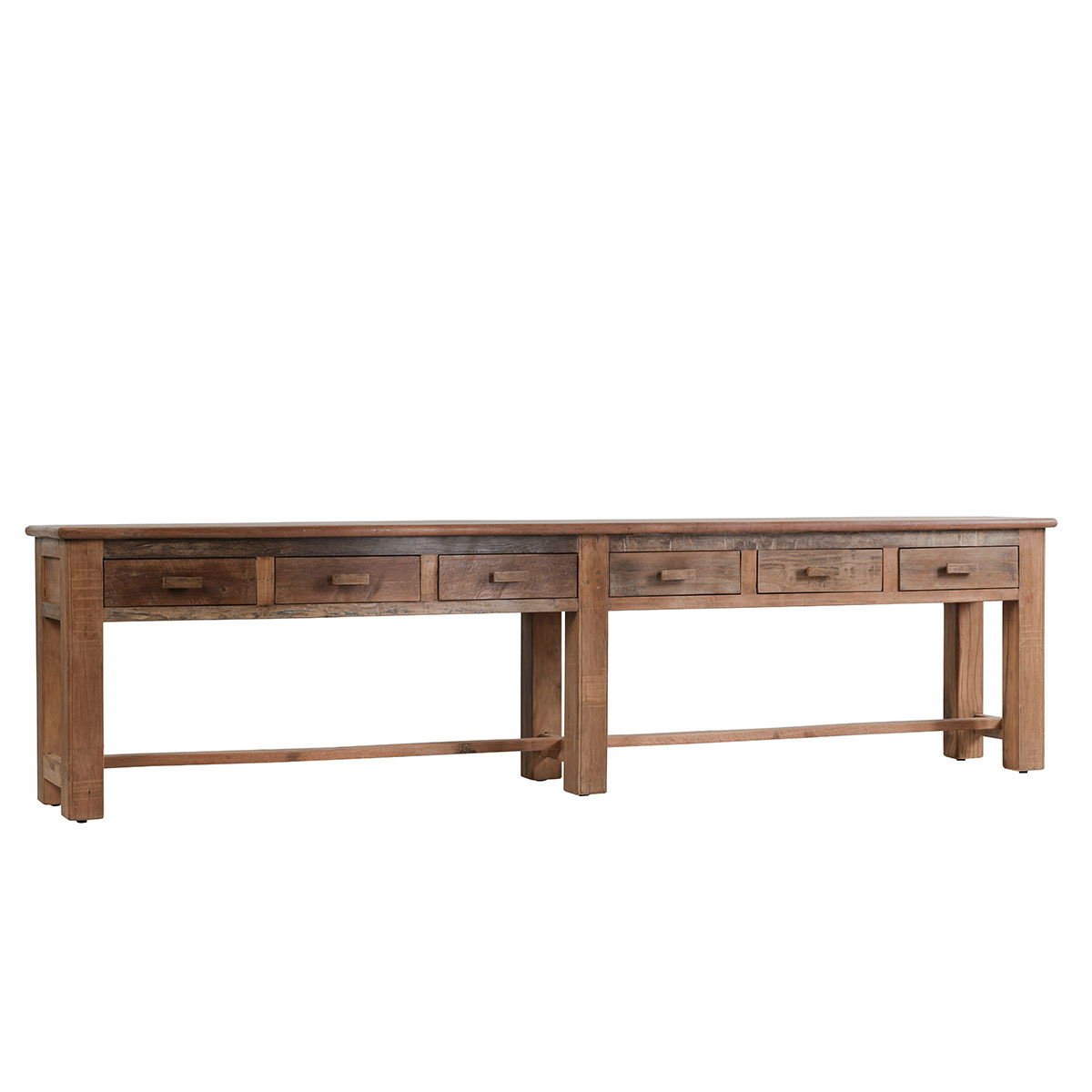 Ezra - Reclaimed Wood Console Table - Select Living Furniture - Console Tables - Classic Home - 59012107 - Natural -6 Drawers - Ezra - Reclaimed Wood Console Table -