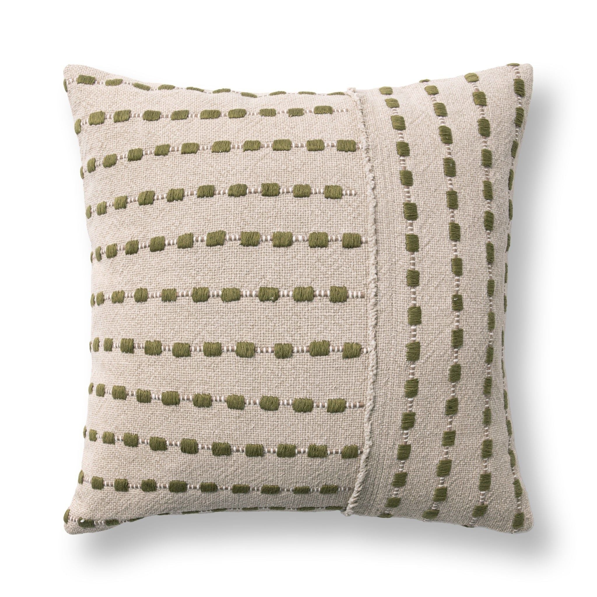 TD Katia 20" x 20" Pillow - Natural / Olive Green