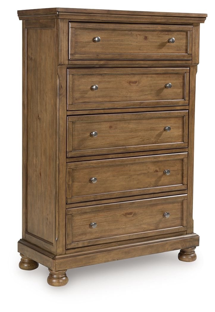Feddinger - Five Drawer Chest - Medium Brown - Select Living Furniture - Accent Chests - Signature Design by Ashley® - PCB779-46 - Feddinger - Five Drawer Chest - Medium Brown -