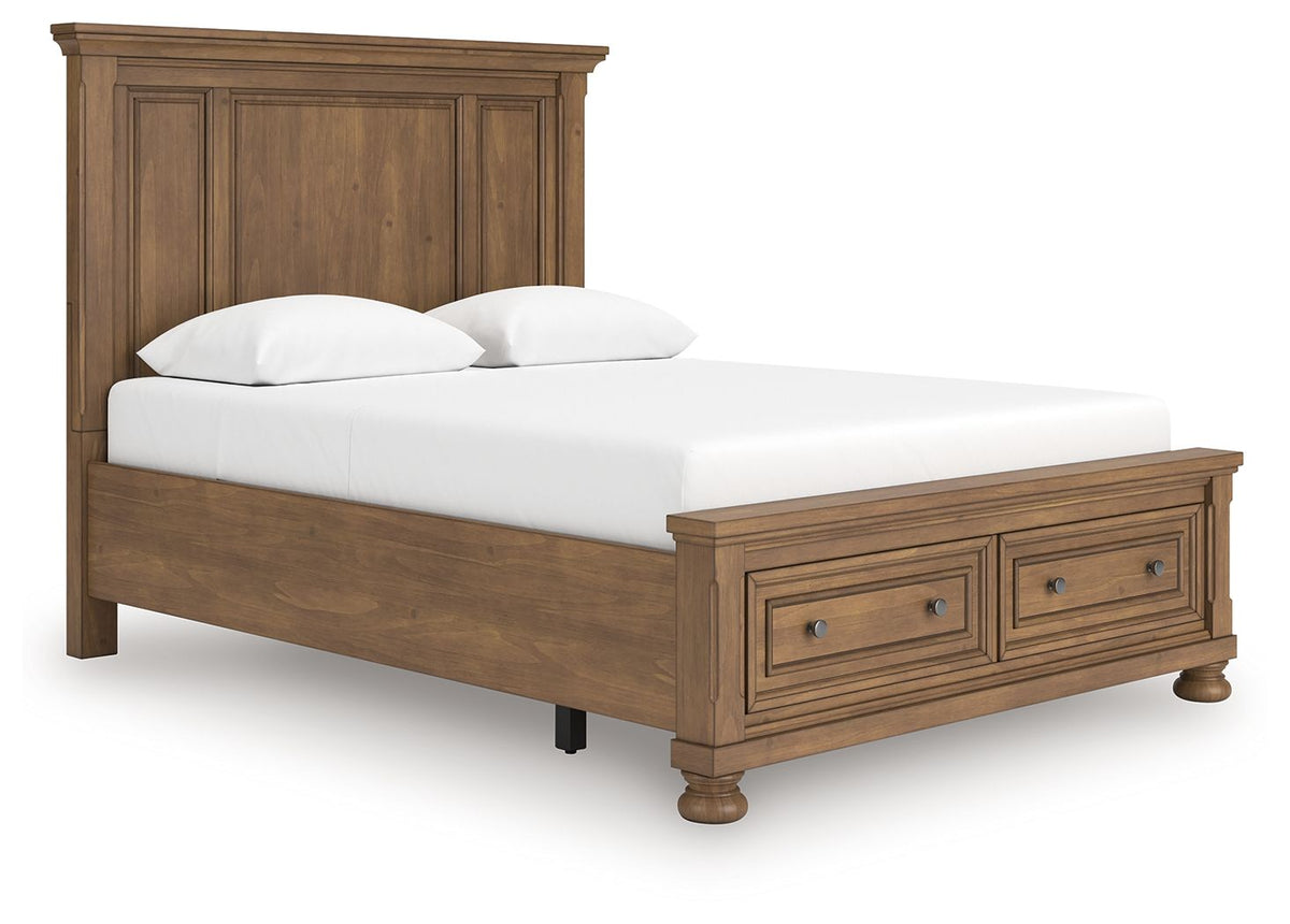 Feddinger - Panel Storage Bed - Select Living Furniture - Storage Beds - Signature Design by Ashley® - PCB779B11 - Light Brown -Queen - Feddinger - Panel Storage Bed -